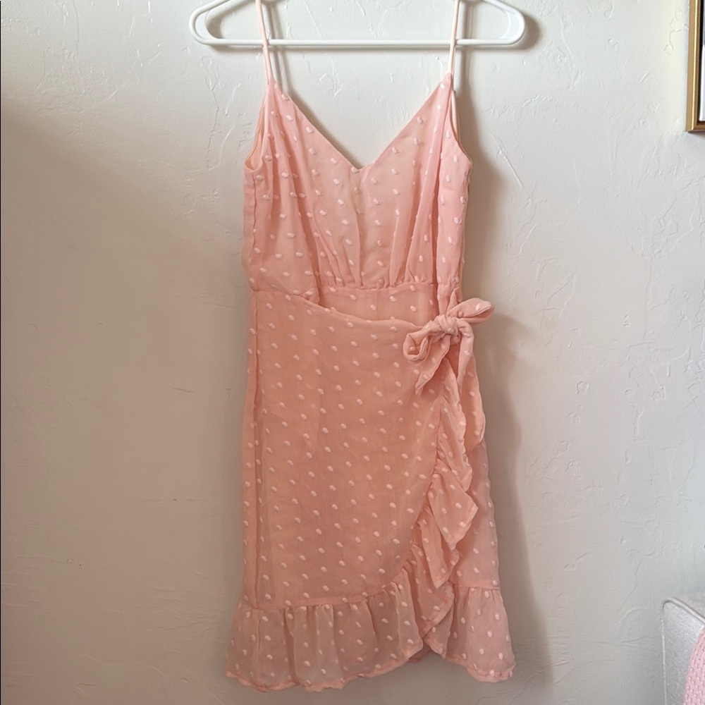 GB Dillards Pink Strapless Sundress Wrap Tie Front